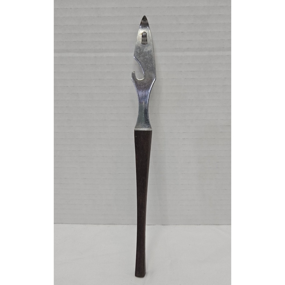 Vintage Wood Handle Bottle Opener Stainless Steel Mid-century Modern